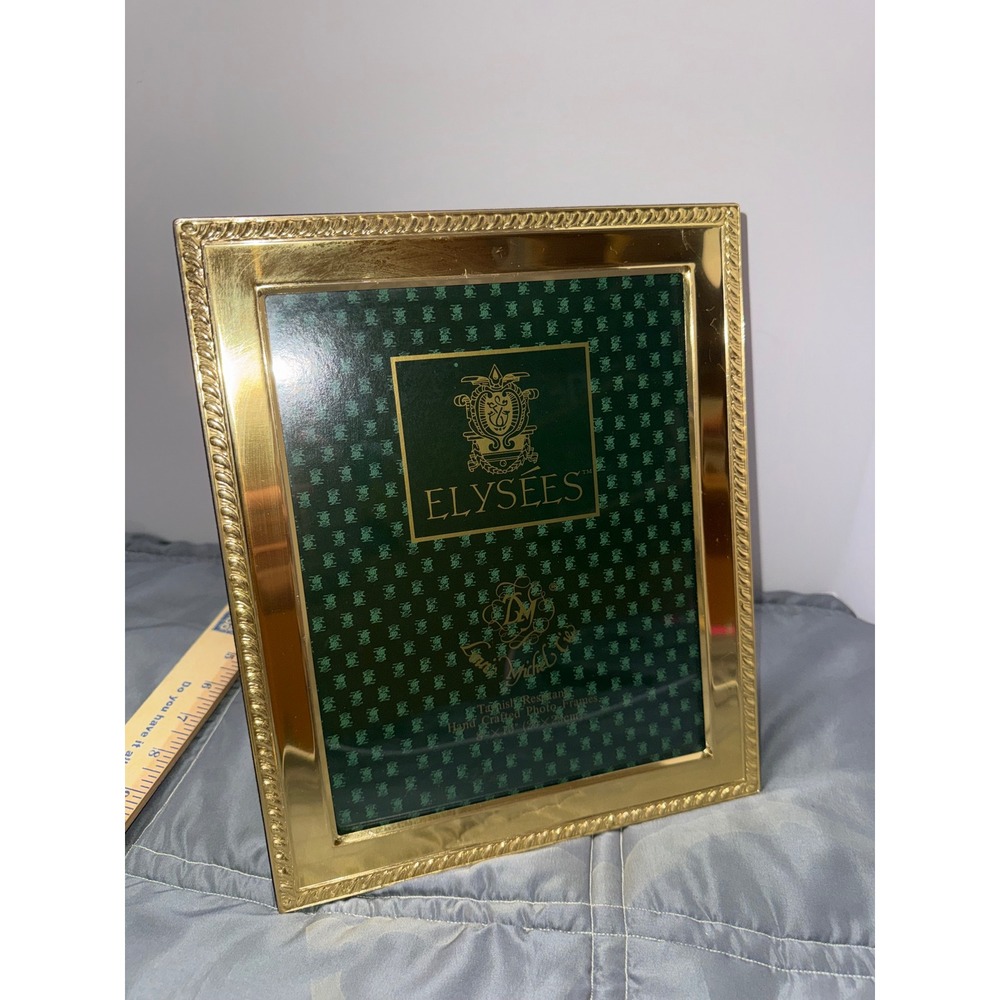 Elysees Louis Michel Cie Gold Tone 8x10 Photo Frame Tarnish Resistant Rope Edge